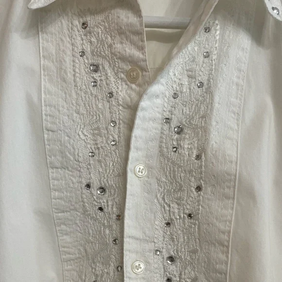 Vtg Freego Women’s Sz Medium White Long Sleeve Cotton Western Style Shirt Top - Picture 3 of 11
